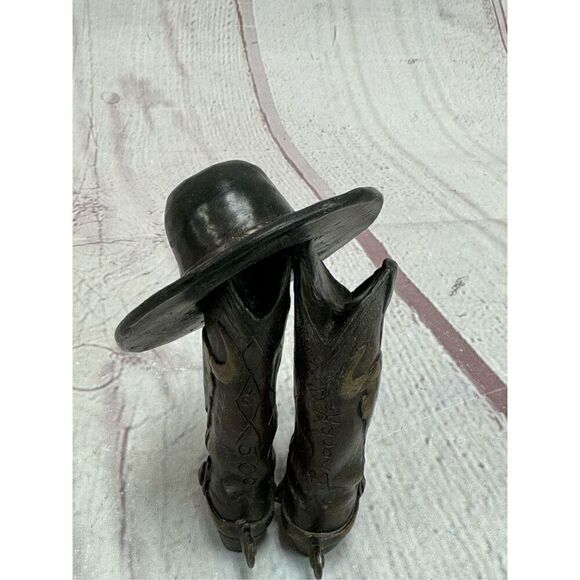 Vintage Rare Handmade Brass Cowboys Boots & Hat Brock Holbrock signed Figurine - Picture 11 of 13
